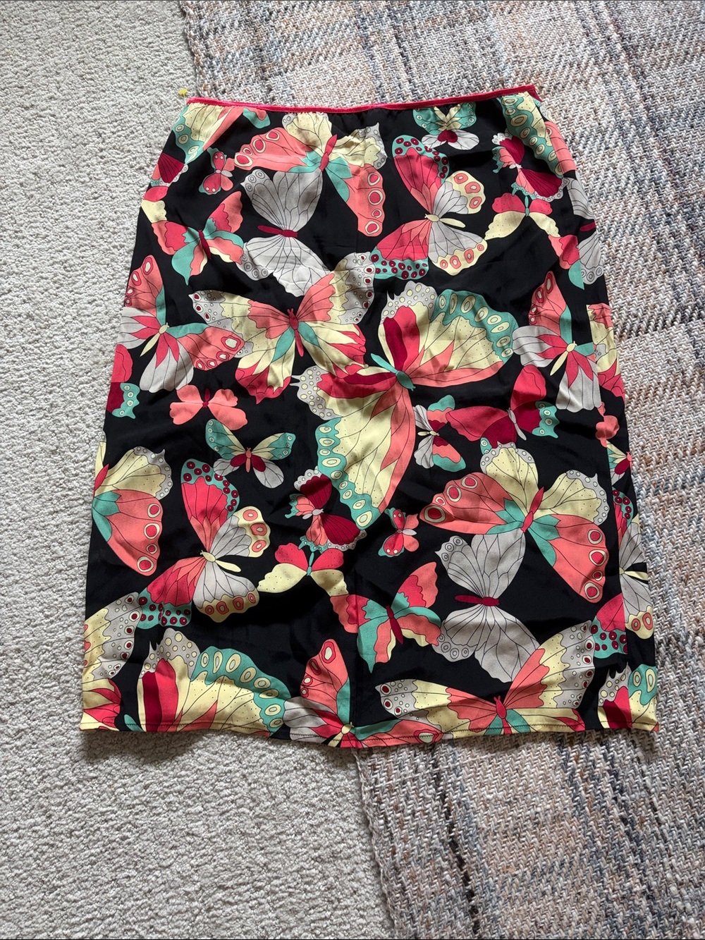 Beth Bowley Butterfly Print silk skirt Y2K